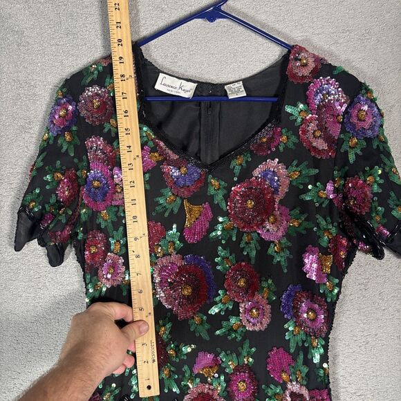 Laurence Kazar NY Size S‎ Silk Dress Sequins Art Deco Glam Hollywood Gatsby 20s - Picture 11 of 16